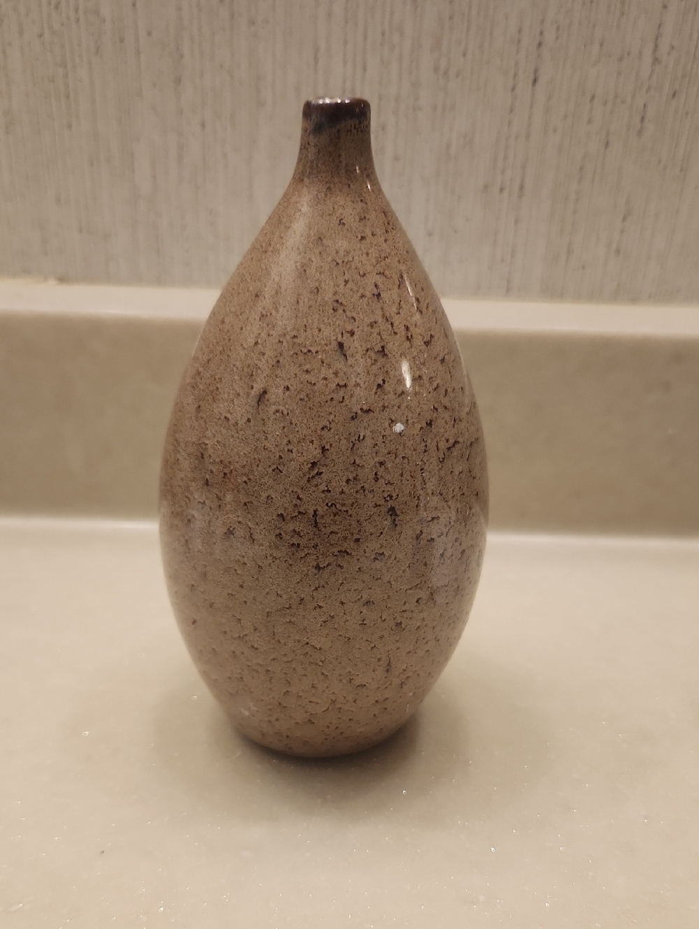 Stone-Textured Ceramic Bud Vase in Speckled Taupe